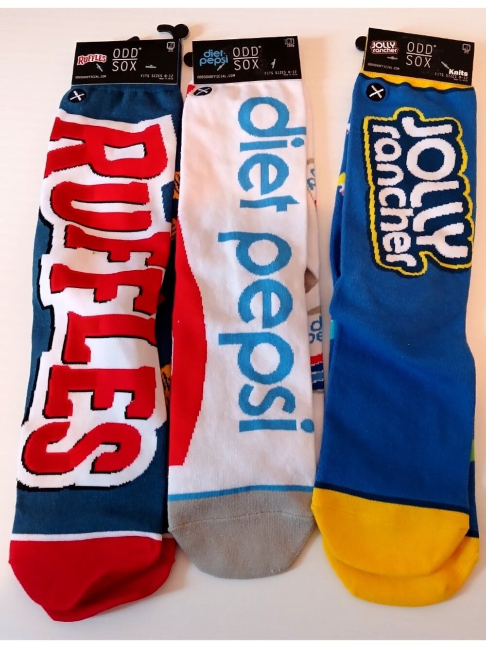 ODD SOX Size 8-12 Ruffles Diet Pepsi Jolly Rancher Socks NEW Set of 3 Pepsico